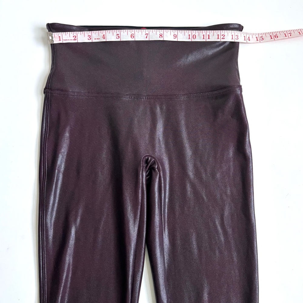 SPANX Faux Leather Leggings High-Waisted Wine Burgundy Size Large - Picture 10 of 16